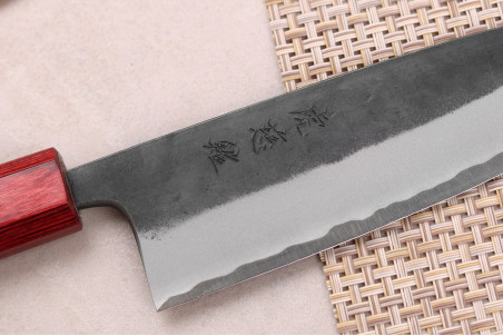 Couteau japonais artisanal santoku en acier inox Wusaki Yuzo BS2 16,5cm