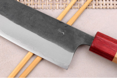 Couteau japonais artisanal santoku en acier inox Wusaki Yuzo BS2 16,5cm