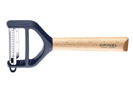 Éplucheur double lames Opinel T-Duo bleu manche en hêtre - Lames microdentée et julienne
