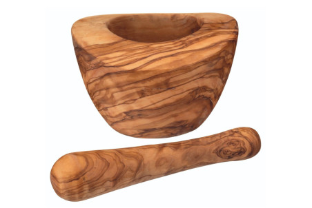Mortier et pilon en bois d'olivier KitchenCraft World of Flavours 15cm