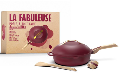 Poêle sauteuse Cookut La Fabuleuse 8-en-1 antiadhérente - Couleur rubis 28cm