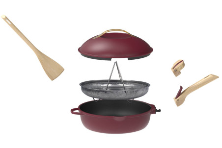 Poêle sauteuse Cookut La Fabuleuse 8-en-1 antiadhérente - Couleur rubis 28cm