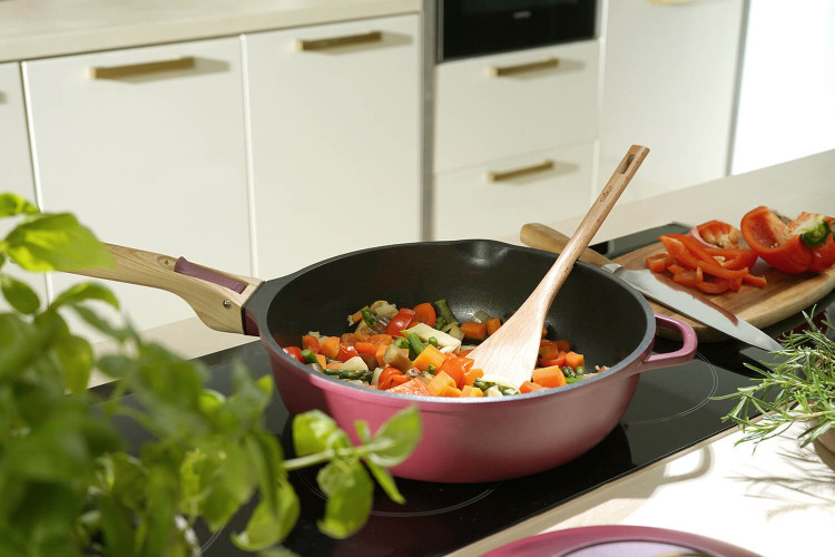 Poêle sauteuse Cookut La Fabuleuse 8-en-1 antiadhérente - Couleur rubis 28cm