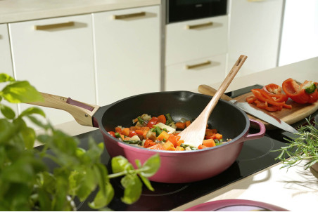 Poêle sauteuse Cookut La Fabuleuse 8-en-1 antiadhérente - Couleur rubis 28cm