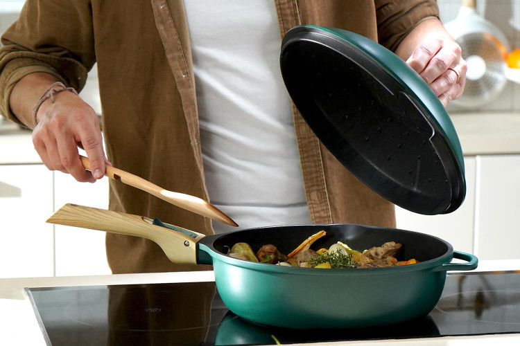Poêle tous feux dont induction Cookut La Fabuleuse 8-en-1 - Couleur canopée 28cm