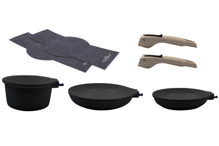 Lot de 2 poêles et 1 casserole à poignée amovible L'Incroyable Kit Cookut - Graphite