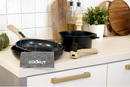 Lot de 2 poêles et 1 casserole à poignée amovible L'Incroyable Kit Cookut - Graphite