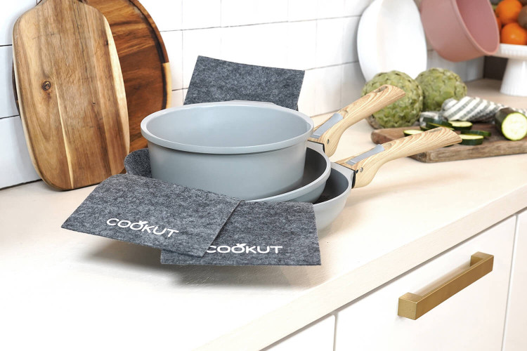 Duo de poêles et casserole L'Incroyable Kit Cookut poignée amovible - Coloris : perle